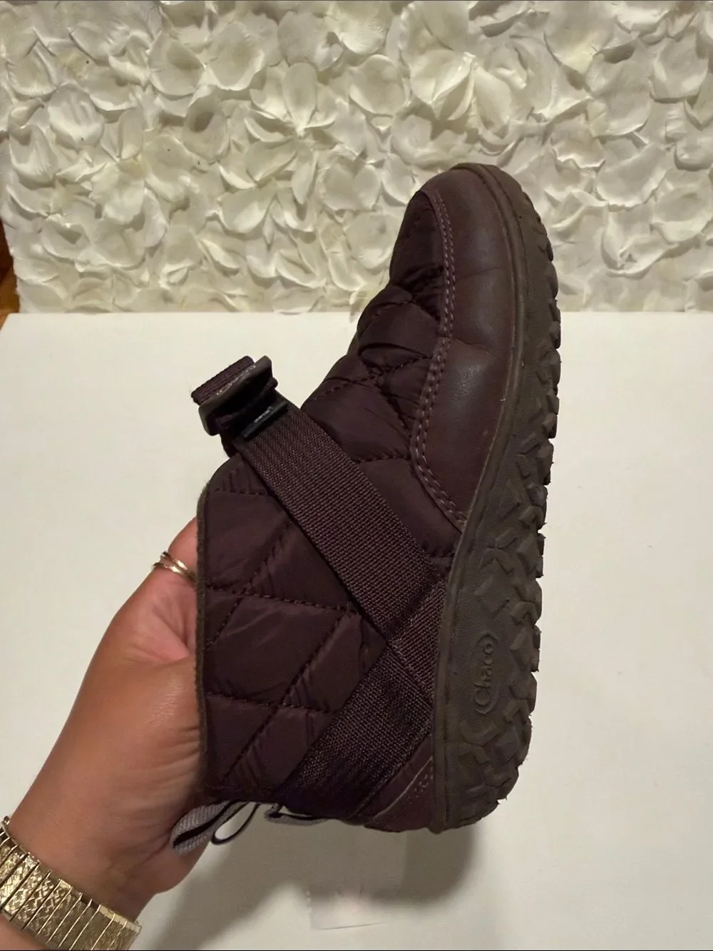 Chaco Kids Quilted Dark Brown Slip-On Boots with Strap